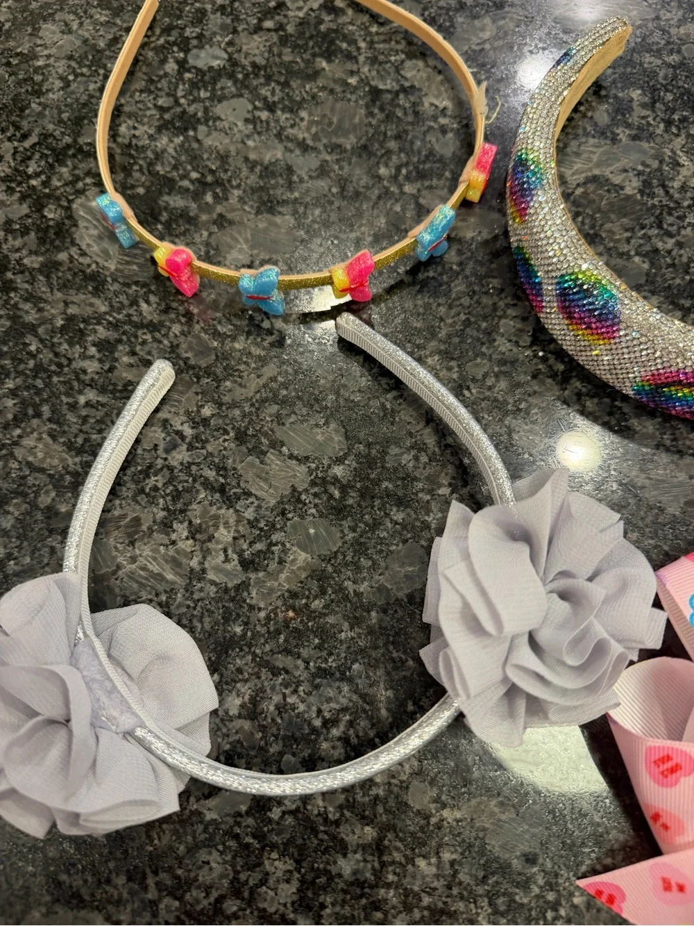 Girls Mixed Color Headband Set - Pink, Red, Silver, Multicolor